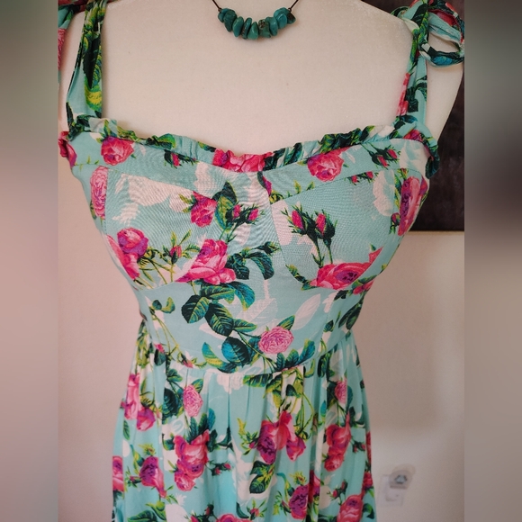 Betsey Johnson Mint Green and Pink Floral Mini Dress - Picture 3 of 8
